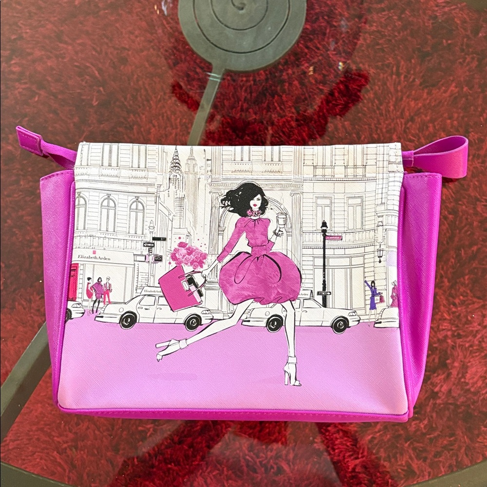 Elizabeth Arden Pink City Illustration Cosmetic Bag